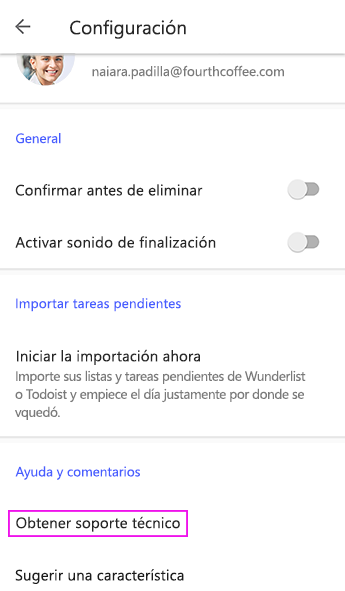 Tocar Obtener soporte técnico