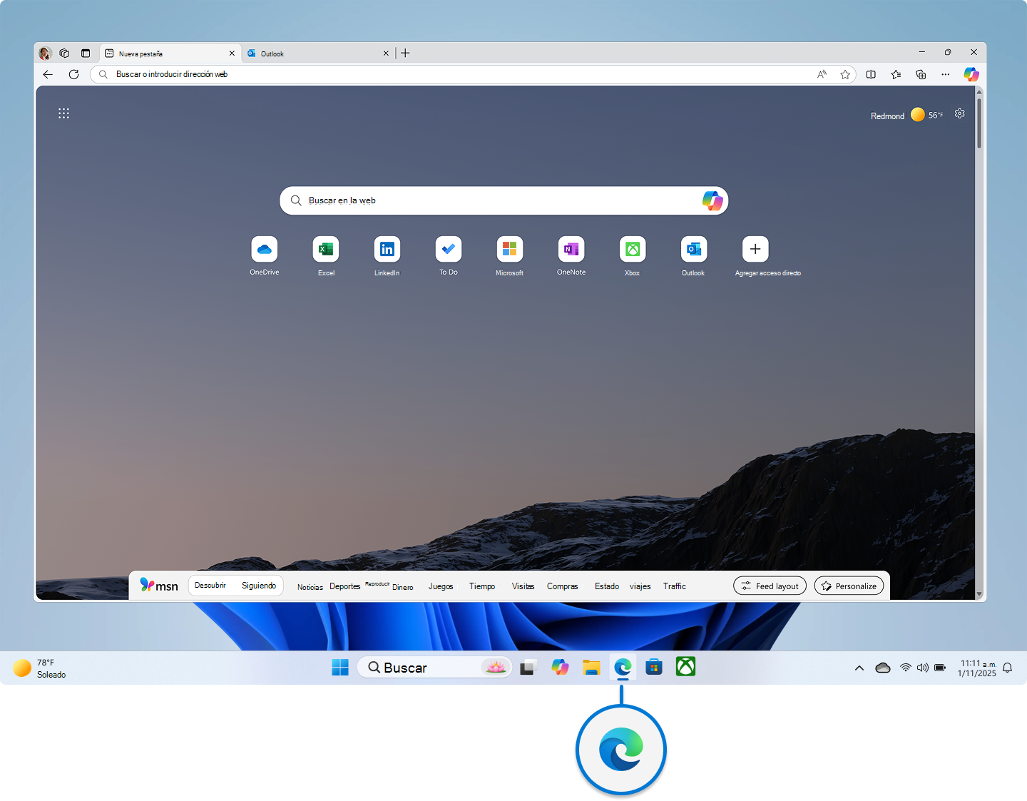 Captura de pantalla de Microsoft Edge.