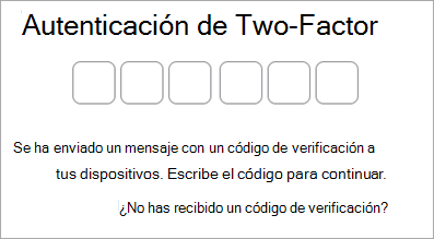Captura de pantalla de autenticación de 2 factores de Id. de Apple