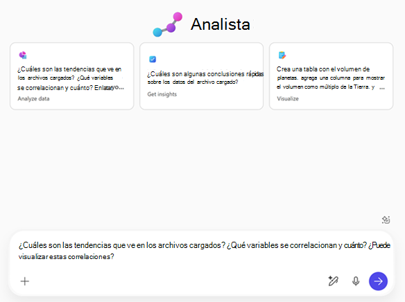 Imagen de la página de inicio de analista