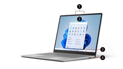 Globos para Surface Laptop Go 2 desde la parte frontal