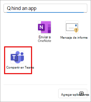 Seleccione Compartir en Teams para compartir un correo electrónico en Outlook con Teams.