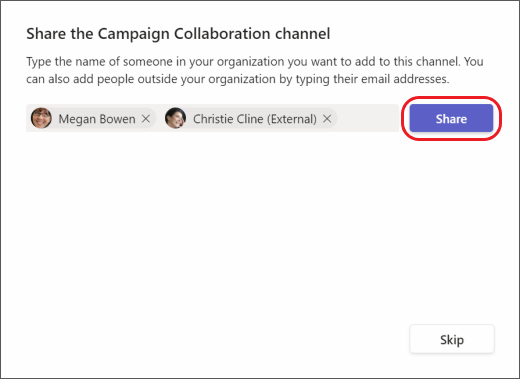 Teams: compartir un canal con personas específicas
