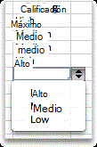 Lista desplegable con los valores Alto, Medio y Bajo