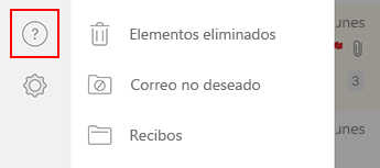 Imagen del panel de navegación izquierdo en Outlook para iOS.
