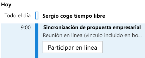 Muestra el Botón Unirse en línea para reuniones