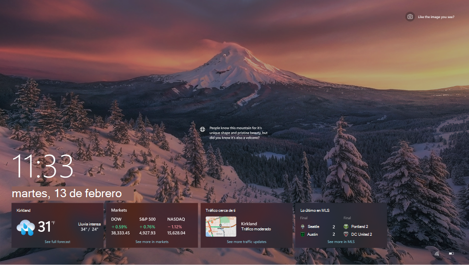 Captura de pantalla de la pantalla de bloqueo de Windows 10.