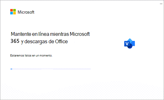 Progreso de la instalación de la aplicación de Office