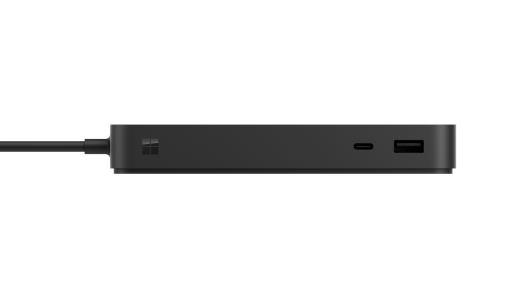 Muestra los dos puertos de la parte frontal de la base Surface Thunderbolt 4 (USB-A y USB-C).