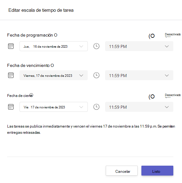 editar escala de tiempo de tarea