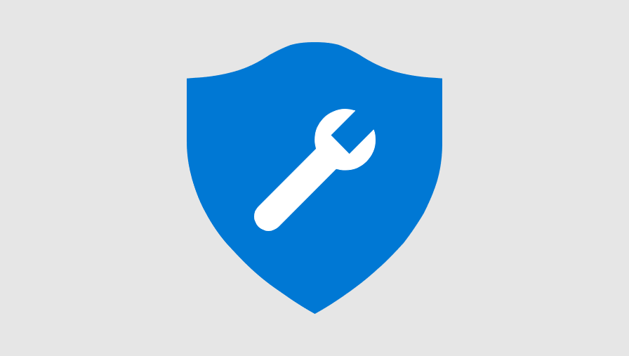 Ilustración de un escudo con una llave inglesa. Representa herramientas de seguridad para mensajes de correo electrónico y archivos compartidos.