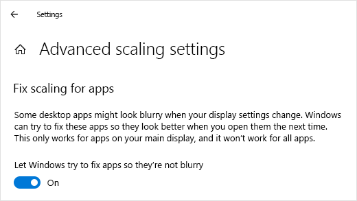 Usar la Configuración avanzada de escala para la reducción de desenfoque de Windows
