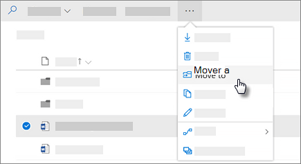 Captura de pantalla del comando Mover a en OneDrive para la Empresa