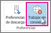 Botón Trabajar sin conexión en Outlook 2013