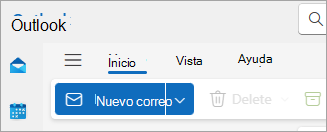 Captura de pantalla de la nueva cinta de opciones de Outlook