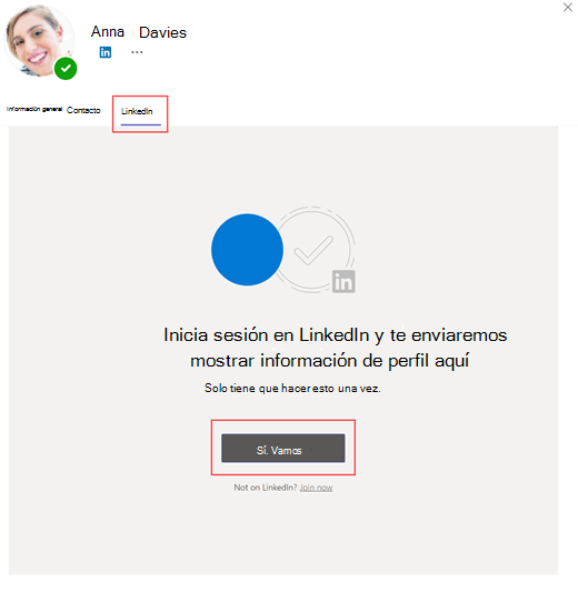 Pestañas de perfil gratuitas de Microsoft Pestañas De información general de Contacto de LinkedIn