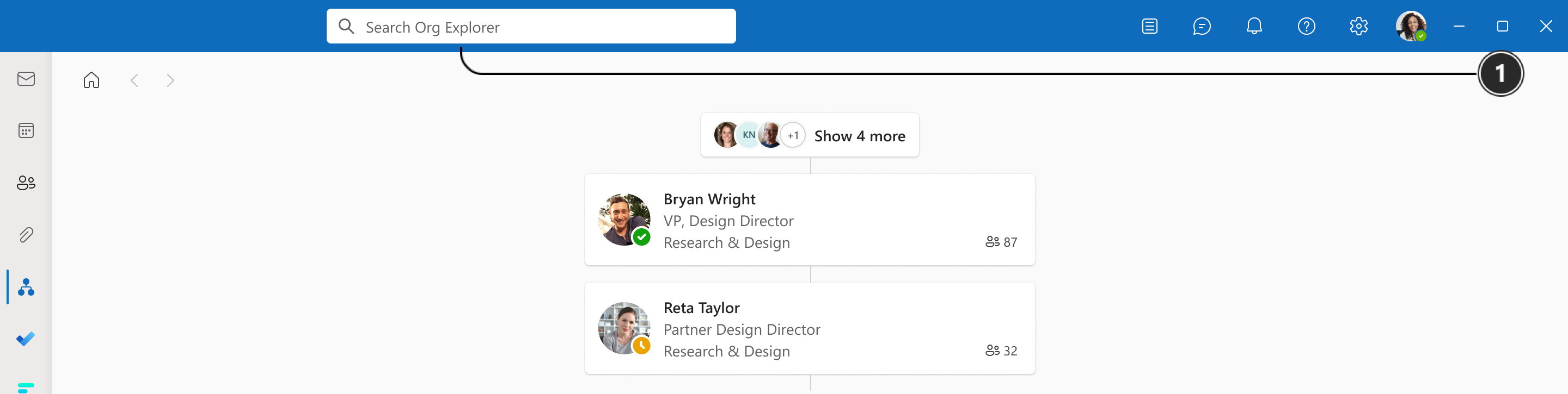 Explorador de la organización en Outlook