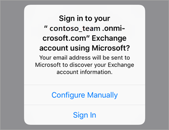 Pulse Iniciar sesión si usa O365, o bien Configurar manualmente si dispone de la configuración del servidor de su organización.