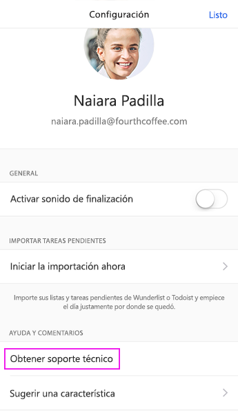 Tocar Obtener soporte técnico