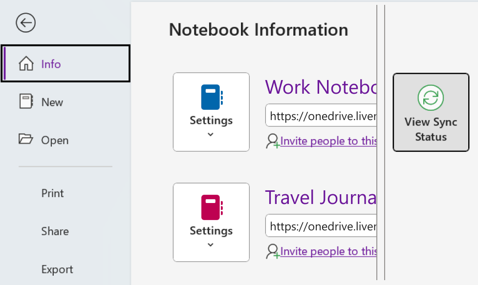 Ver el estado de sincronización de OneNote en Windows.