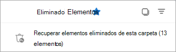 Seleccione Recuperar elementos eliminados de esta carpeta para ver la carpeta Elementos recuperables.